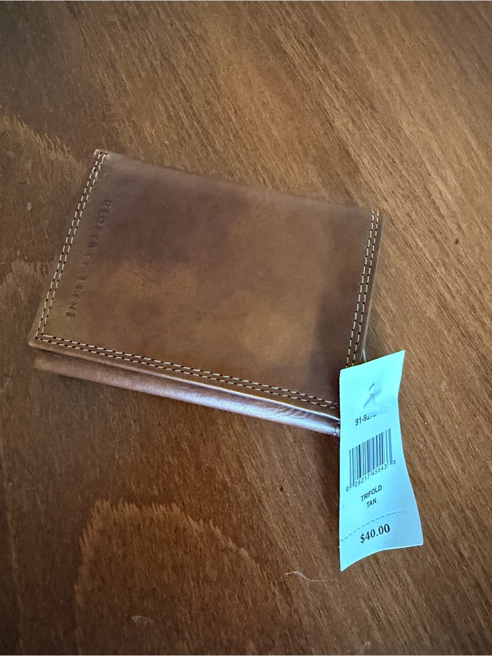 Geoffrey Beene Brown Leather Trifold Card & Key Wallet